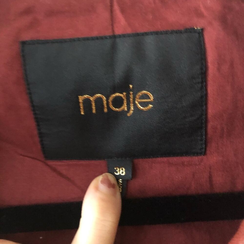 Maje Red Lamb Leather Biker Jacket - Picture 6 of 8
